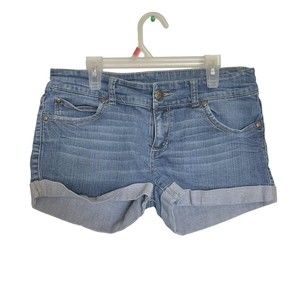 Colours Of The World Womens Shorts Sz 40 Denim Blue Mid Waist Mid Rise Rolled Up